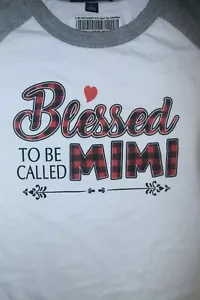 Blessed TO BE CALLED Mimi 3/4 Arm Baseball T-Shirt Large, weiß/grau - Bild 1 von 4