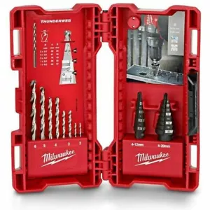MILWAUKEE STEP DRILL & HSS METAL JOBBER DRILL BIT SET -10pc - Same Day Dispatch - Picture 1 of 4