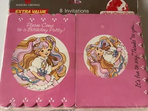 VINTAGE SEALED Lovely Ladylocks Party Invitations & Thank You Cards 6 Packs - Picture 1 of 4