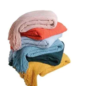 Nordische Strickdecken mit Quasten Schlafsofa Bezug Schonbezüge Überwurf Decke - Bild 1 von 9