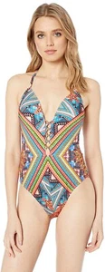 Kenneth Cole New York Women's 168475 Latter Front Halter One Piece Size S - Picture 1 of 3