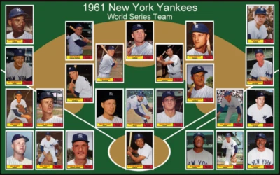 1961 NEW YORK YANKEES POSTER World Series Team Mickey Mantle Decor Xmas Gift 61 - Image 1 of 2