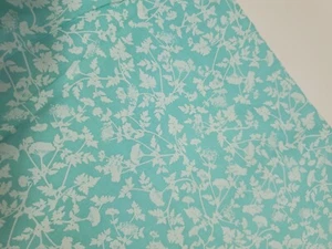 Aqua Floral Fabric Michael Miller White Queen Anne Lace Cotton Sew ONE YARD - Picture 1 of 2