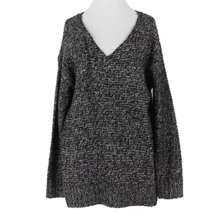 Essentials By Full Tilt NEW Sz L Black White Knit V Neck Acrylic Cotton Sweater - Picture 1 of 6