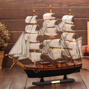 Wooden Sailboat Model Decor Miniature Sailing Boat Ship Model Home Decoration Ru - Picture 1 of 12