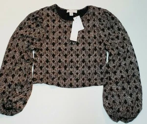 Topshop Metallic Faden Zick Zack Ballonärmel Top Bronze Gr. Petite 6 DI B040 - Bild 1 von 9