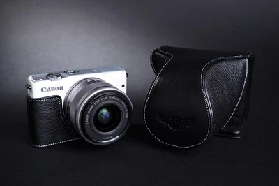 Genuine real Leather Full Camera Case Bag Cover for CANON EOS-M10 14-45mm Lens B - Image 1 of 4