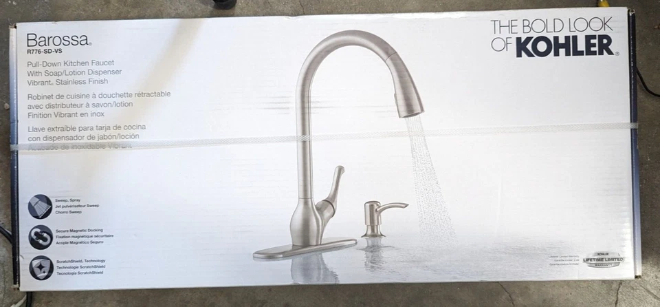 Kohler R776-SD-VS Barossa Stainless Steel Single-Handle Pull-Down Faucet New - Image 1 of 1