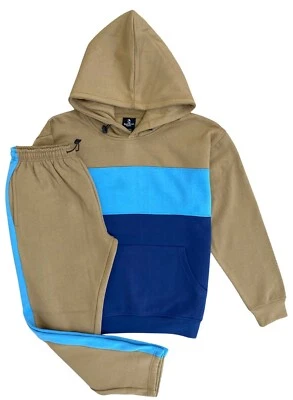 Traje con capucha pulóver de lana pesada de 2 piezas para hombre y pantalones deportivos estándar a juego Foto 1 de 4