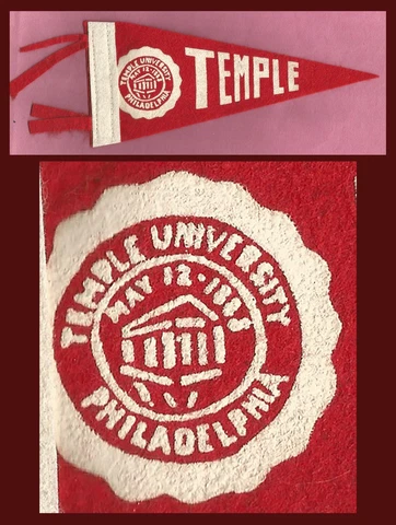VINTAGE 1940’s Temple University Owls Football Pennant!  WOW!! Cover