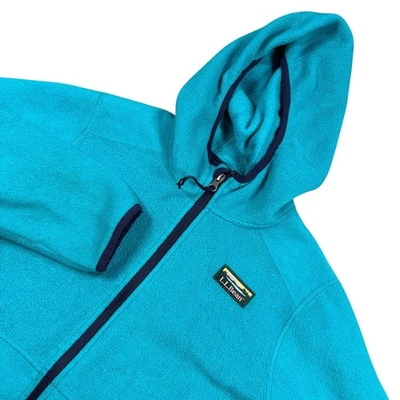 LL Bean Kids Fleece Hoodie Full Zip Blue Turquoise Sz L (14-16) Jacket gorpcore - Image 1 of 4