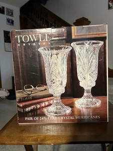 Windlicht Kerzenständer 24% Bleikristall passendes Paar Glas passend - Bild 1 von 9