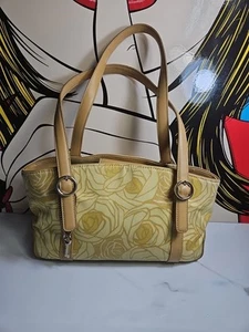 Tignanello Yellow Textile Fabric/Leather Strap Shoulderbag 12.5x7x4" - Picture 1 of 9