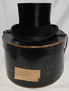 Vintage "BRODT'S" Washington D.C. (1940s) Top Hat - Black Fur Finish ~ 7 w/box - Picture 1 of 15