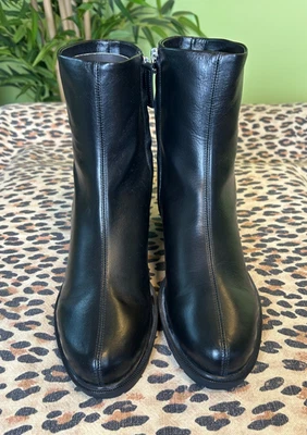 GIUSEPPE ZANOTTI BOTINES DE CUERO NEGRO CON CREMALLERA SUELA, UE 39, US 8.5, NUEVOS CON ETIQUETAS Foto 1 de 4