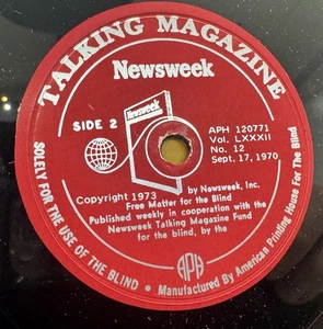 Newsweek Talking Magazine – Sept 17, 1970 – Audio Record – Braille - Picture 1 of 3