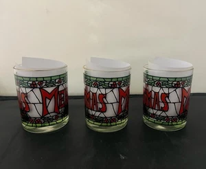 Cera Houze Old Fashion Frohe Weihnachten Gläser 3er Set Rot Grün Goldrand EUC - Bild 1 von 7