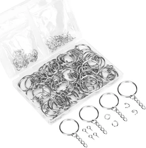 150 Teile Schlüsselanhänger Ringe Set mit Ketten Biegeringe & Schraubösen Stifte zum Basteln - Bild 1 von 7