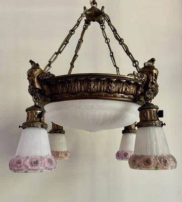 Antiguo Imperio Francés Victoriano Dama Rostros Figura Cuenco Araña Foto 1 de 4