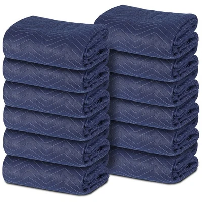 12 Moving Packing Blankets 80"x72" (35 lb/dz) Shipping Furniture Pads Dark Blue - Image 1 of 4