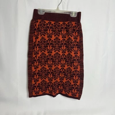 Falda Lápiz Anthropologie Moth Jacquard Pequeña Naranja Ciruela Tejido Floral Foto 1 de 4