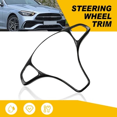 Carbon Fiber Steering Wheel Decor Cover Trim for Benz GLA Class X156 2016-2019 - Image 1 of 4