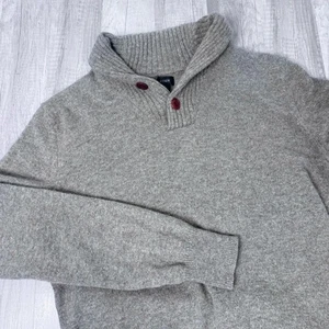 Suéter Pullover Cuello Chal Gris Lana Corderos J.Crew Para Hombre Mediano Clásico - Imagen 1 de 5