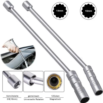 2025 Magnet Zündkerzenschlüssel 14 16 mm 3/8" Zündkerzen Glühkerzen Zwölfkant⭐⭐ - Bild 1 von 4