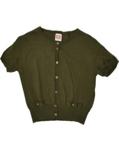ICEBERG Girls Short Sleeve Cardigan Sweater 13-14 Years Green Cotton ZM03 - Picture 1 of 3