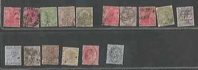 India x 16 estampillas Perfin usadas muy bonito lote Foto 1 de 2