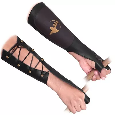 Daskz Leather Archery Arm Guard Protective Forearm Bracer for Shooting Hunting - Image 1 of 4