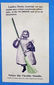 Trade Card Bi Folder Nu-Broom Straws Flexible Handle Boston - Picture 1 of 5