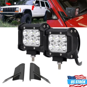 Barra de luz de trabajo LED de 4 pulgadas Spot Pods soporte de montaje en pilar para Jeep Cherokee XJ - Imagen 1 de 12