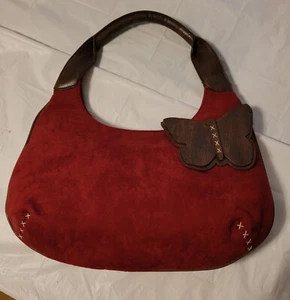 Vintage Handtasche Schmetterling Wildleder - Bild 1 von 3