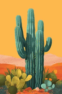 Big Cactus Desert Wall Art Print 12x18 Canvas Artprint Picture Photo Desktop Art - Picture 1 of 1
