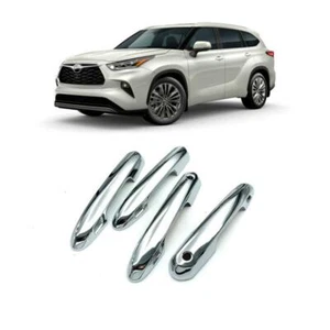 4PCS ABS Chrome Side Door Handle Cover Trim For 2020 2021 2022 Toyota Highlander - Picture 1 of 12