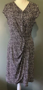 JACQUI E Size Small Faux Wrap Dress Knotted Waist V Neck Scoop Hem Cap Sleeves - Picture 1 of 8