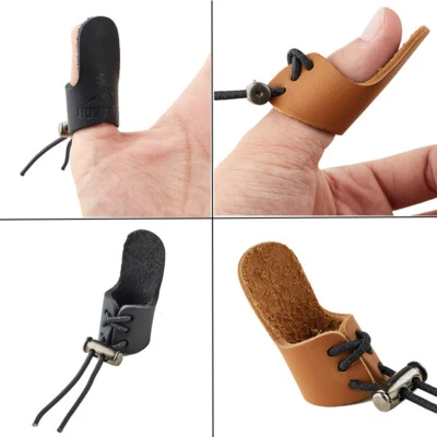 2pcs Archery Thumb Ring Leather Finger Tab for Horse Bow Traditional Recurve Bow - Image 1 of 4
