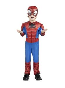 NEW Marvel Spider-man Spiderman Costume Padded Muscle Chest Halloween Size 2-T