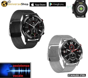 SMARTWATCH OROLOGIO ANDROID iOS CON BLUETOOTH CINTURINO IN METALLO MAGLIA MILANO - Foto 1 di 13