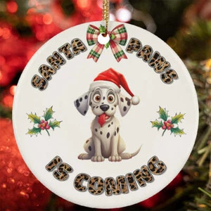 Funny Santa Paws Dalmatian Dog Lover Christmas Ornament Gift Tree Decor Hanging - Picture 1 of 4
