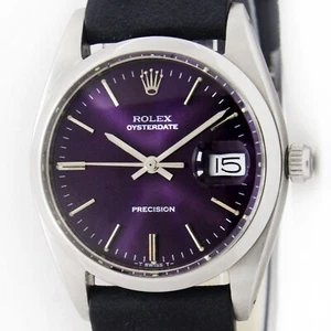 Vintage Rolex Oyster Date Sunburst Purple 34mm Men Steel Watch 6694 - Picture 1 of 11
