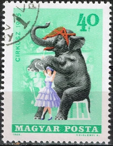 Hungary Fauna Wild African Animals Elephant stamp 1965 B-6 - Picture 1 of 1