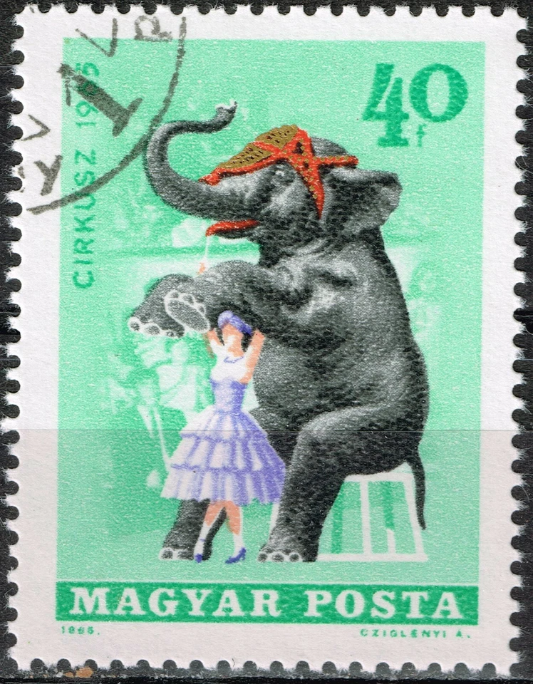 Hungary Fauna Wild African Animals Elephant stamp 1965 B-6 - Image 1 of 1