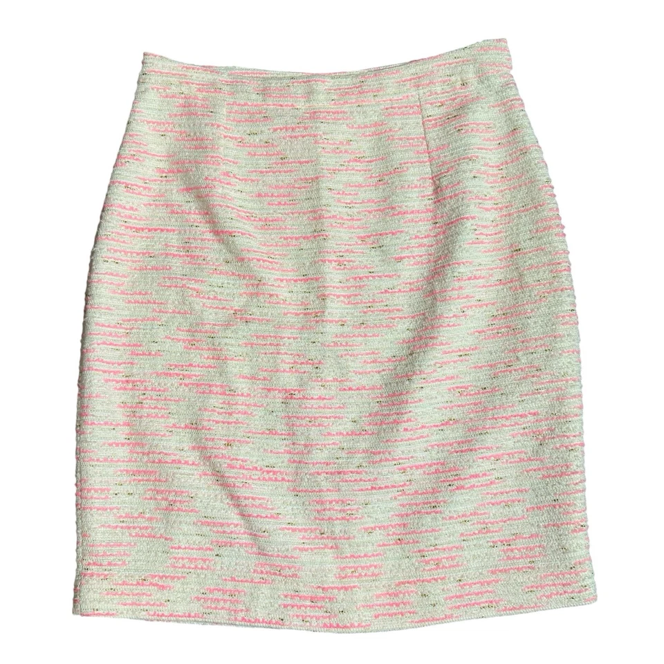 Lilly Pulitzer Gerbera Pink Tweed W/gold Pencil Skirt Size 14 Retail
