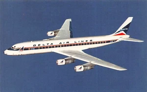 Delta Airlines The Douglas DC-8 Fanjet Sky View Vtg Chrome Postcard - Picture 1 of 2