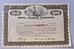 Peel-Elder Limited Stock Certificate 100 shares May 28, 1969 British American - Picture 1 of 2