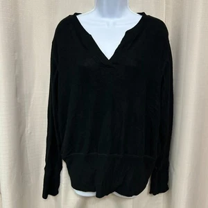 LNA Brushed Ross Long Sleeve Split Neck Top Women's Size XL Black Pullover NWT - Picture 1 of 10