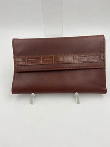 Retro 90's Vintage Croc Embellished Envelope Wallet in Medium Brown - Picture 1 of 11