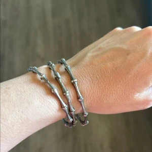 Vintage Ralph Lauren Silver trio bamboo Bone-Inspired Bracelet bangles set of 3 - Picture 1 of 4